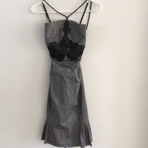 Elegant grey and black formal dress. Bebe